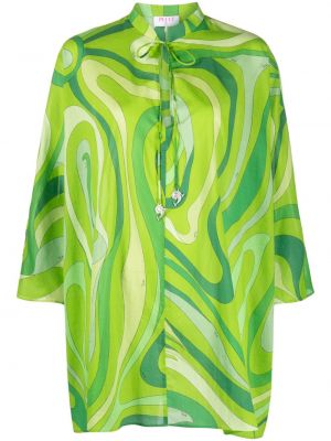Βαμβακερό πουκάμισο με σχέδιο Pucci πράσινο