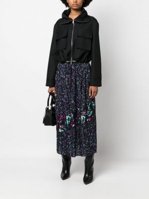 Midi sukně s potiskem s abstraktním vzorem Boss černé