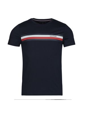 Pruhované tričko s krátkými rukávy Tommy Hilfiger modré