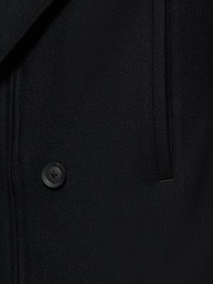 Фланелено вълнено палто Yohji Yamamoto черно
