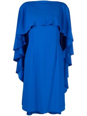 Viskózové šaty s volány s kulatým výstřihem Alberta Ferretti - modrá