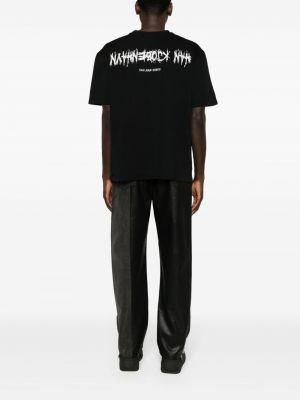Raštuotas medvilninis marškinėliai Han Kjøbenhavn juoda