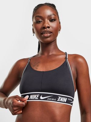 Nike Training Indy Tape Sports Bra - Black/Black/White - Womens, Black/Black/White