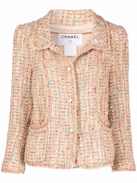 Beżowa kurtka tweedowa Chanel Pre-owned