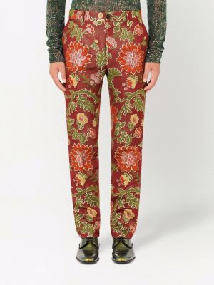 Žakárové kalhoty Dolce & Gabbana červené