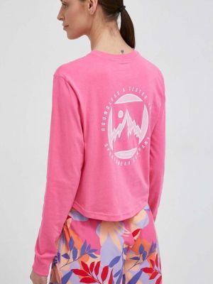 Bombažna majica z dolgimi rokavi z dolgimi rokavi Columbia roza