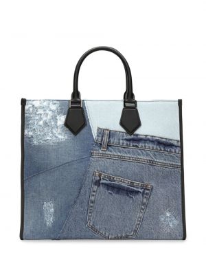 Shopper kabelka s výšivkou Dolce & Gabbana modrá