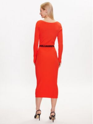 Viskózové šaty Karl Lagerfeld - oranžová