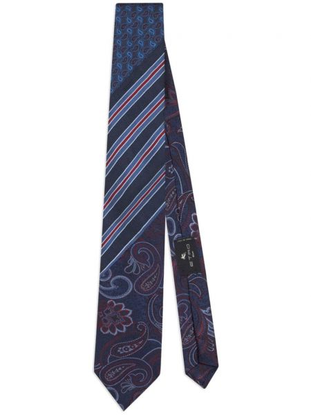 Жакардова копринена вратовръзка с пейсли десен Etro синьо