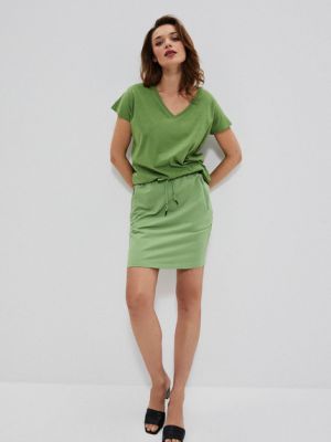 Μονόχρωμη φούστα με τσέπες Moodo πράσινο