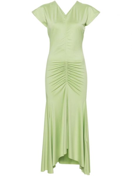 Φόρεμα ζέρσεϊ με λαιμόκοψη v Victoria Beckham πράσινο