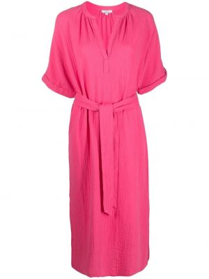 Bavlněné mini šaty s výstřihem do v s krátkými rukávy Rails - růžová