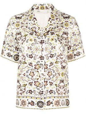 Hedvábná košile s potiskem s paisley potiskem Tory Burch