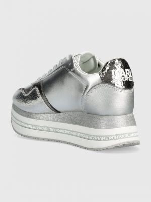 Bőr sneakers Karl Lagerfeld ezüstszínű
