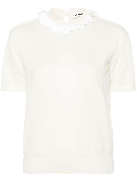 Haut à paillettes en tricot Jil Sander blanc