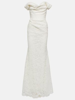 Drapiruotas nėriniuotas maksi suknelė Vivienne Westwood balta