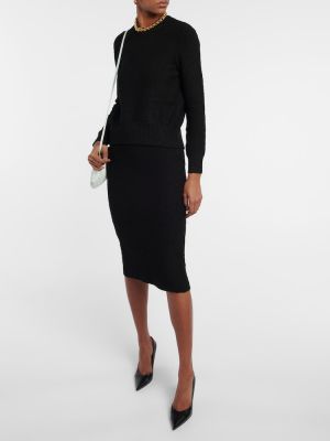 Midi sukně s vysokým pasem Bottega Veneta černé