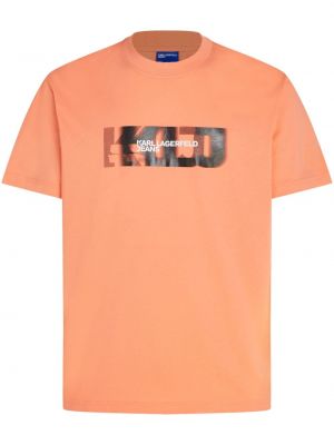 Pamut póló nyomtatás Karl Lagerfeld Jeans narancsszínű