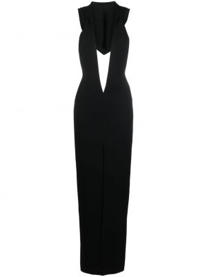 Вечерна рокля с качулка с v-образно деколте Mônot черно