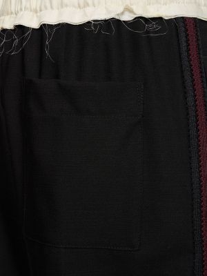 Voľné vlnené nohavice Wales Bonner čierna