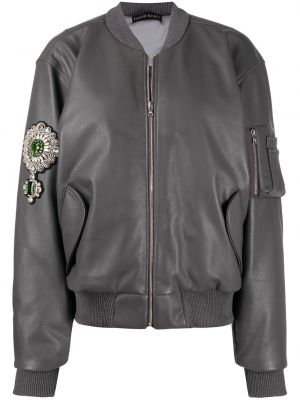 Blouson bomber à imprimé David Koma gris