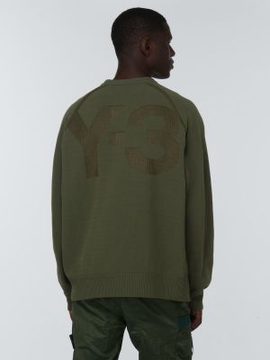 Памучен ленен пуловер Y-3 зелено