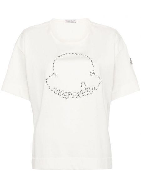 Βαμβακερή μπλούζα Moncler λευκό