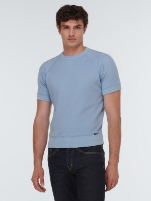 Bavlnené tričko Tom Ford modrá