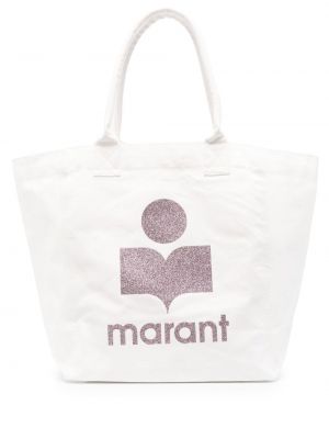 Nákupná taška s potlačou Isabel Marant ružová