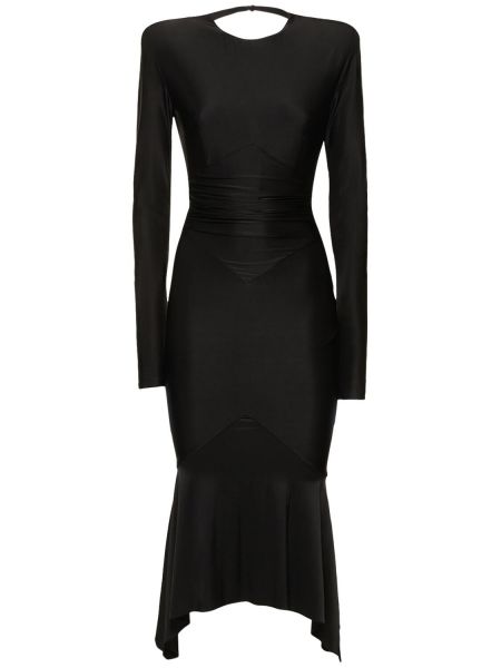 Sukienka midi z otwartymi plecami z dżerseju Alexandre Vauthier czarna