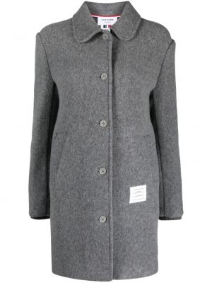 Pruhovaný vlněný kabát Thom Browne šedý
