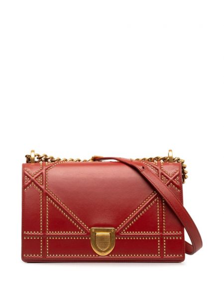 Crossbody kabelka s cvočkami Christian Dior Pre-owned červená