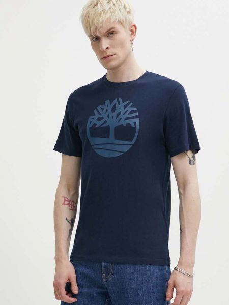 Bombažna majica Timberland modra