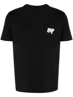 Памучна тениска с принт със змийски принт Les Hommes черно
