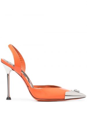 Кожени полуотворени обувки Philipp Plein оранжево