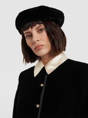 Aksamitny beret bawełniany Miu Miu czarny