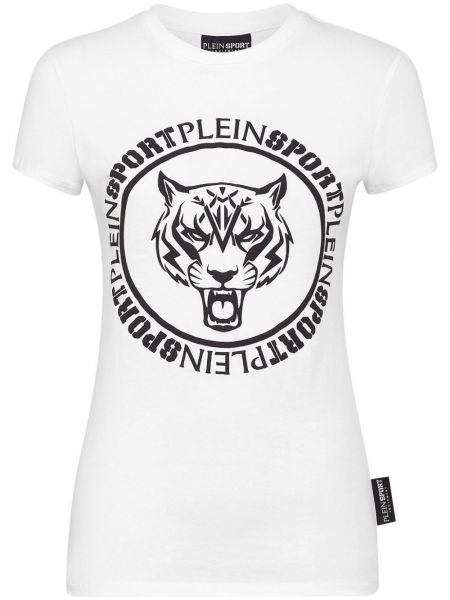 Sportiska stila kokvilnas t-krekls ar apdruku Plein Sport