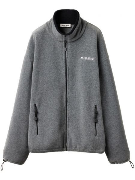 Işlemeli polar sweatshirt Miu Miu gri