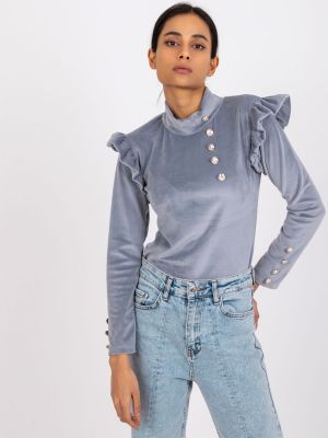 Велур блуза с копчета Fashionhunters сиво