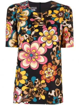 Trykt floral kort bluse Boutique Moschino svart