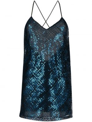 Koktel haljina sa šljokicama bez rukava Michelle Mason plava