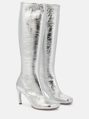Stivali di gomma di pelle Dries Van Noten argento