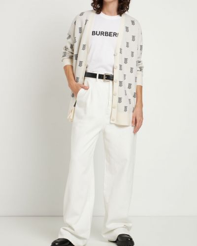 Džerzej tričko s potlačou Burberry biela