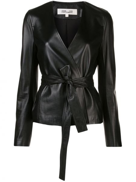 Кожаная куртка на запах Dvf Diane Von Furstenberg, черная
