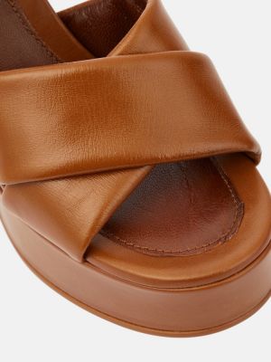 Kožené sandály na platformě See By Chloã© hnědé