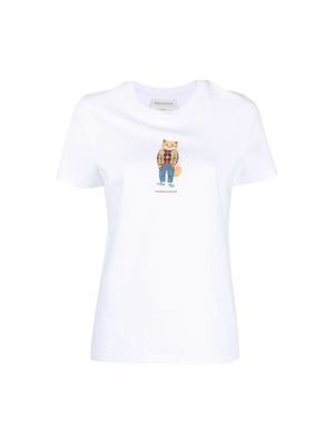 T-shirt mit print Maison Kitsuné weiß