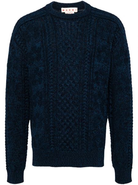 Βαμβακερός μακρύ πουλόβερ Marni μπλε