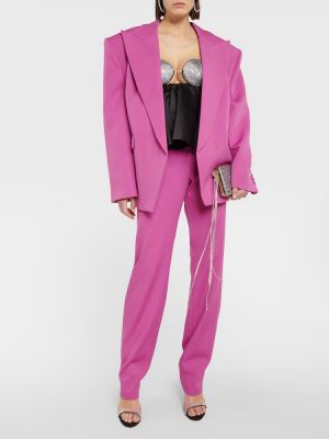Pantalones rectos de cintura baja de lana Magda Butrym violeta