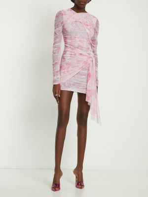 Mini šaty se síťovinou Msgm růžové