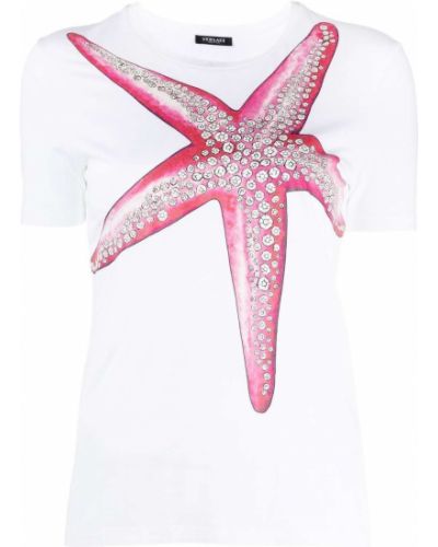 Camiseta con estampado de estrellas Versace blanco